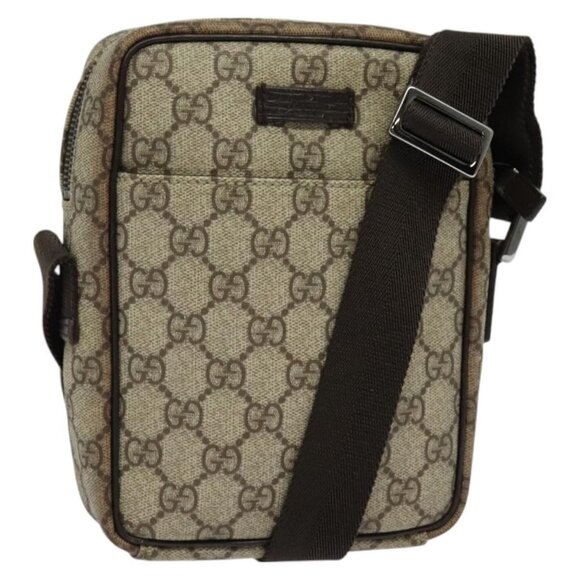 GUCCI GG Supreme Shoulder Bag PVC Beige Silver 122754 Auth 127080 - Picture 1 of 16